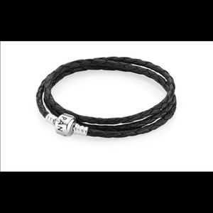 💯 Authentic Pandora Black Leather Wrap Bracelet